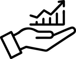 Dark background with silhouette of hand holding up chart vector