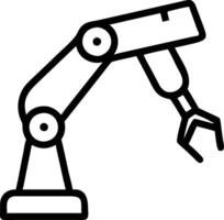 Dark background with AI powered robotic gripper holding tool vector