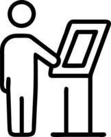 Customer using self service kiosk at airport with copy space vector