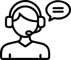 Customer service agent assisting client over headset with copy space vector