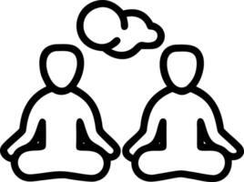 Couple practicing mindfulness together on plain background copy space on left vector