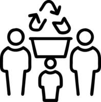 Corporate team assembling a digital recycling platform for streamlined office waste management vector