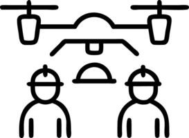 Construction workers using drones at building site vector