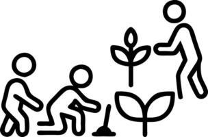 Community planting trees together with copy space vector