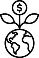 Coins forming a globe with green tree overlay and copy space Set 2 vector