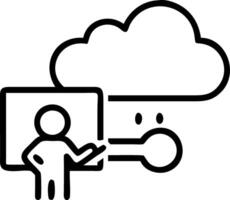 Cloud consultant presenting cloud benefits with bokeh digital art background copy space vector