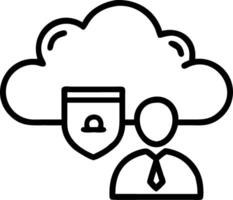 Cloud consultant advising on cloud security with soft abstract digital art background space for text vector