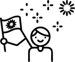 Close up Portrait of Person Holding Australian Flag with Fireworks Reflection Set 2 vector
