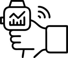Close up portrait of marketer using smartwatch for analytics futuristic background copy space vector