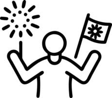 Close up Portrait of Person Holding Australian Flag with Fireworks Reflection vector