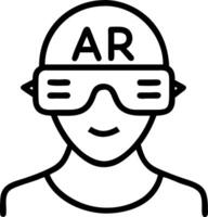 Close up portrait of executive using augmented reality for digital transformation with copy space vector