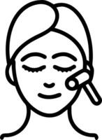 Close up portrait of a woman using a jade roller on her face copy space above. Set 5 vector