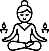 Close up portrait of a woman practicing mindfulness with a stone garden copy space above. Set 2 vector