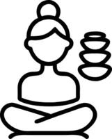 Close up portrait of a woman practicing mindfulness with a stone garden copy space above. Set 3 vector