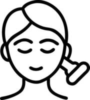 Close up portrait of a woman using a jade roller on her face copy space above. Set 3 vector