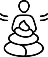 Close up portrait of a woman practicing mindfulness with a stone garden copy space above. Set 4 vector
