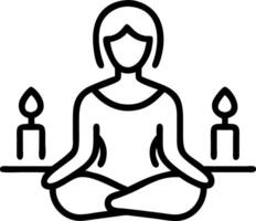 Close up portrait of a woman practicing mindfulness with a stone garden copy space above. vector
