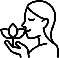 Close up portrait of a woman holding a lotus flower with copy space to the side. vector