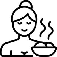 Close up portrait of a woman enjoying a steam sauna with beads on her forehead copy space on side. Set 8 vector