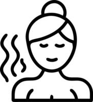 Close up portrait of a woman enjoying a steam sauna with beads on her forehead copy space on side. Set 6 vector