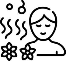Close up portrait of a woman enjoying a steam sauna with beads on her forehead copy space on side. Set 5 vector