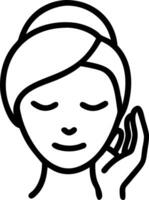 Close up portrait of a woman applying a face mask with soft focus copy space on side. Set 2 vector