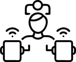 Close up portrait of a tech team member using collaborative IoT devices for project management with copy space vector