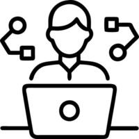 Close up portrait of a marketing manager using AI analytics for collaborative campaign planning with copy space Set 2 vector