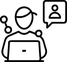 Close up portrait of a marketing manager using AI analytics for collaborative campaign planning with copy space vector