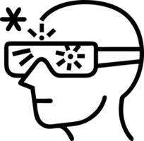 Close up portrait of a man wearing virtual reality glasses reflecting Chinese New Year fireworks copy space to the left. vector