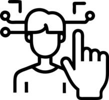 Close up portrait of a marketer using gesture control for digital marketing tasks futuristic background copy space vector