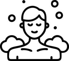 Close up portrait of a man enjoying a relaxation bath with bubbles copy space above. vector