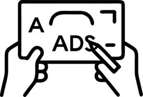 Close up portrait of a content creator designing digital ads on a tablet with copy space vector