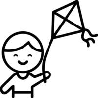 Close up portrait of a child holding a kite with a big smile copy space below. vector