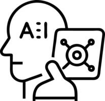 Close up portrait of a business leader analyzing AI driven data for innovative strategies with copy space vector