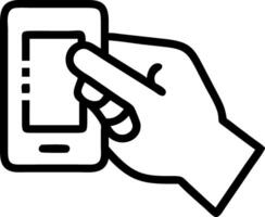 Close up of workers hand entering data on handheld device with copy space vector