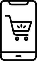 Close up of virtual shopping cart icon on mobile screen with glowing effect vector