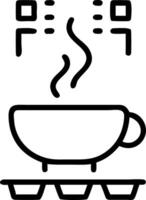 Close up of traditional tea set with steam forming binary code copy space above. vector