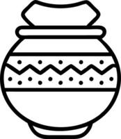 Close up of traditional earthen pot decorated with patterns copy space above. vector
