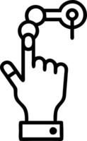 Close up of robotic finger pressing control button with copy space vector