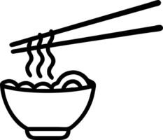 Close up of red chopsticks picking up noodles with steam and copy space on the left vector