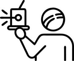 Close up of person holding glowing futuristic device with copy space vector