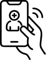 Close up of patient using telemedicine mental health app copy space vector