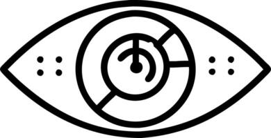 Close up of person eye wearing smart contact lens displaying data with copy space vector