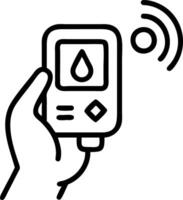 Close up of patient using telemedicine blood glucose monitor copy space vector
