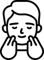 Close up of man using face wash in a modern bathroom copy space below Set 4 vector