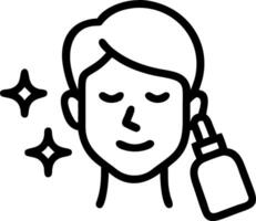 Close up of man using face serum with bokeh lights copy space below vector