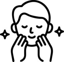 Close up of man using face wash with soft abstract elements copy space below vector