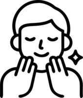 Close up of man using face wash in a modern bathroom copy space below Set 3 vector