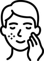 Close up of man using face scrub with bokeh background copy space on right vector
